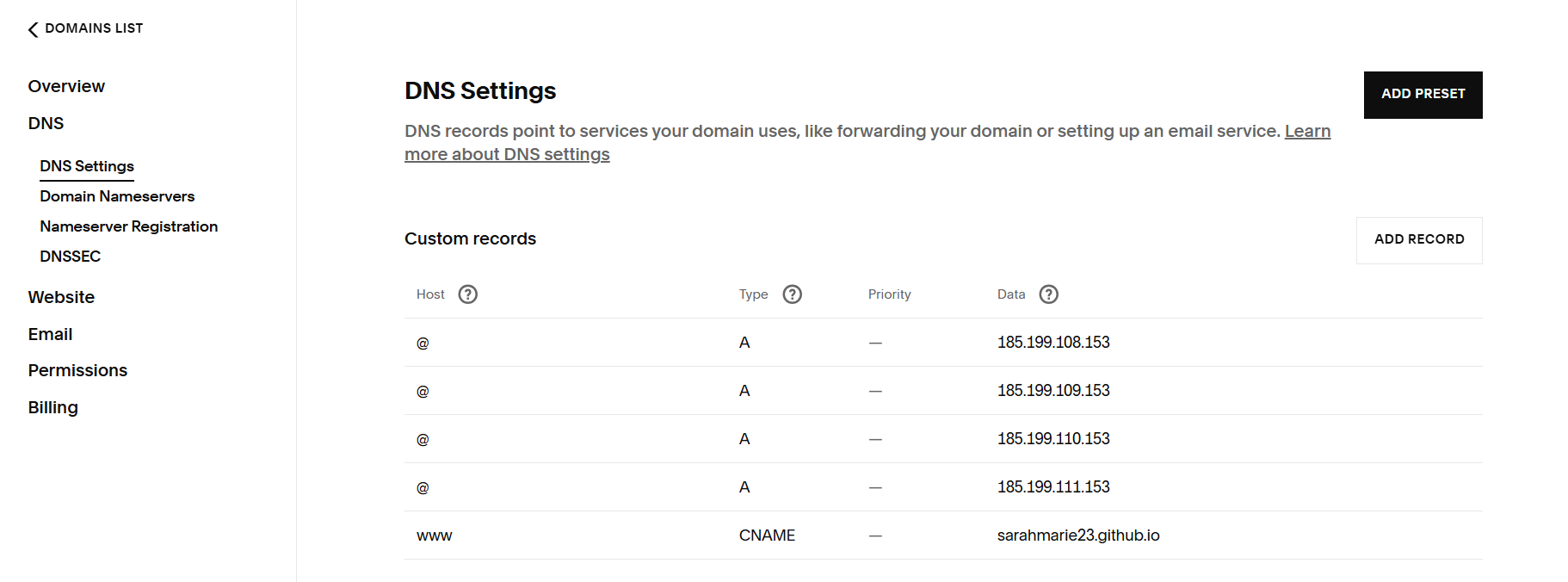 DNS records