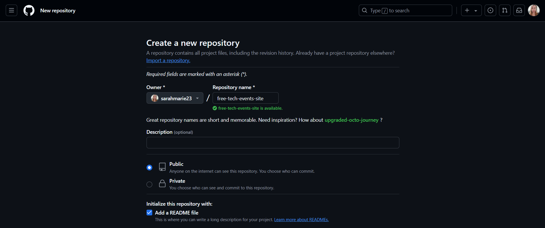 New repository page GitHub